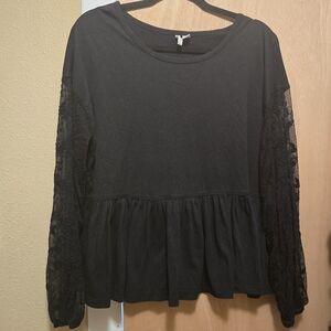 Elegant Black Lace Sleeve Blouse